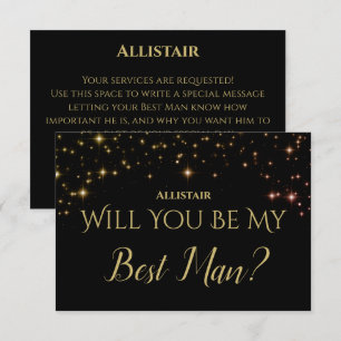Shimmering Sparkles Will you be my Best Man RSVP Card