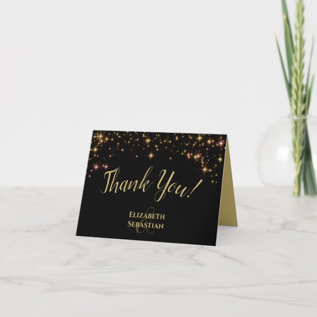 Shimmering Stars Wedding Thank You Card (Front)