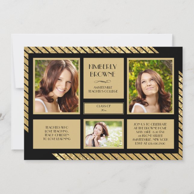 Shimmering Stripes Photo Invitation (Front)