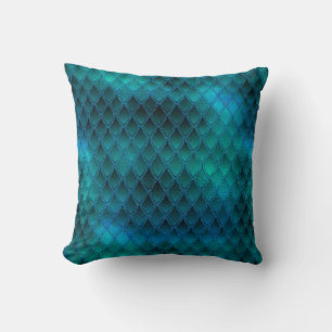Shimmering Teal & Glitter Dragon Scalesw Cushion