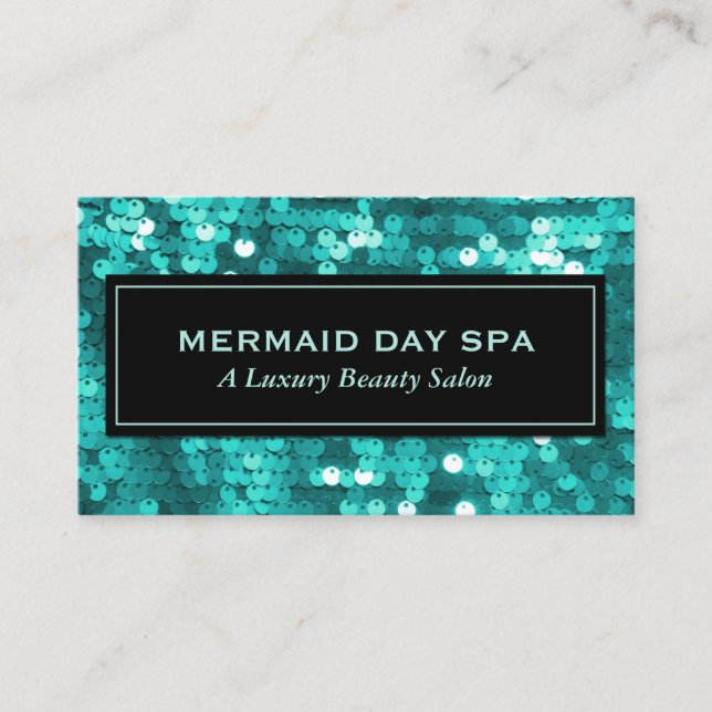 Shimmering Teal Sequins Professional Business Card (Front)