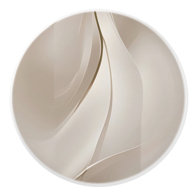 "Shimmering Tranquillity" | Beige Abstract Art Ceramic Knob (Front)