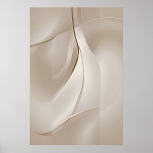 "Shimmering Tranquillity" Beige Abstract Art Poster