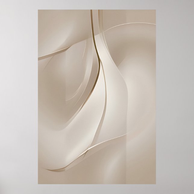 "Shimmering Tranquillity" | Beige Abstract Art Poster (Front)