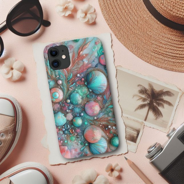 Shimmering Turquoise and Pink Seashell Delight Case-Mate iPhone Case (Creator Uploaded)