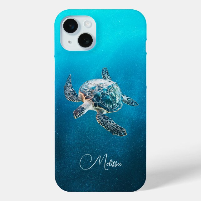 Shimmering Turquoise Sea Turtle | Coastal Case-Mate iPhone Case (Back)