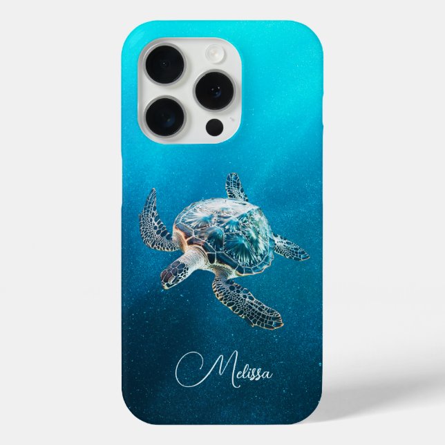 Shimmering Turquoise Sea Turtle | Coastal Case-Mate iPhone Case (Back)