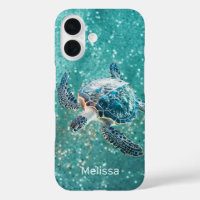 Shimmering Turquoise Sea Turtle | Coastal