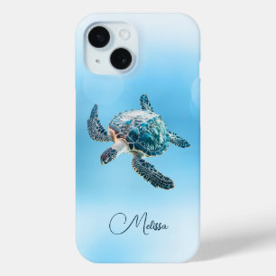 Shimmering Turquoise Sea Turtle Coastal iPhone 15 Case