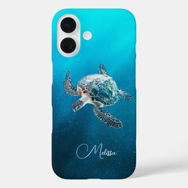 Shimmering Turquoise Sea Turtle | Coastal Case-Mate iPhone Case (Back)