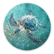 Shimmering Turquoise Sea Turtle | Coastal