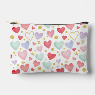 Shimmering Watercolor Sweethearts Accessory Pouch