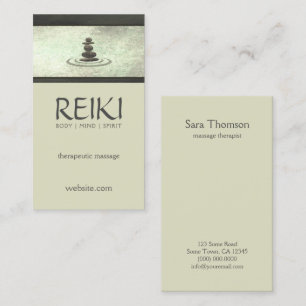 Shimmering Zen Stones Reiki Massage Therapist Business Card