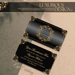 Shimmery Black Gold Decor with Logo Impressive Business Card