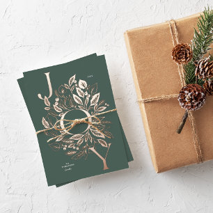 "Shimmery Botanical Joy" Gold Foil Holiday Card