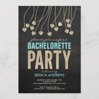 Shimmery Chic Bachelorette Party Invitation (blue)