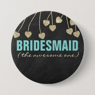Shimmery Chic Bridesmaid Button Pin (blue)