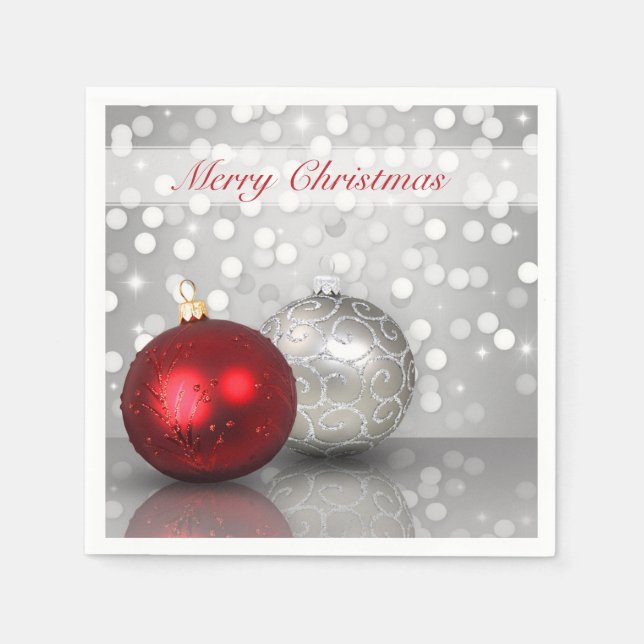 Shimmery Christmas Ornaments - Paper Napkin (Front)