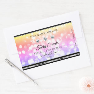 Shimmery Colourful Glitter Product Labels Diamonds