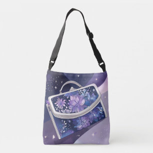 Shimmery Cosmic Purple AI art  Crossbody Bag