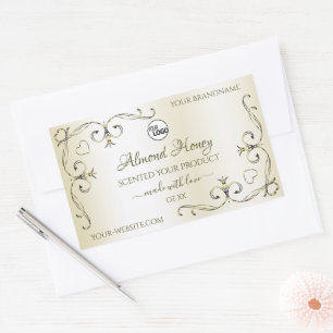Shimmery Cream Product Labels Ornate Corners Logo