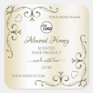Shimmery Cream Product Labels Ornate Corners Logo