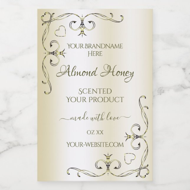 Shimmery Cream Product Labels Ornate Decor Corners (Single Label)