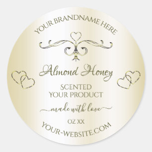 Shimmery Cream Product Labels Ornate Decor Hearts