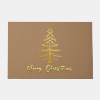 Shimmery glam modern luxury gold trees brown  doormat
