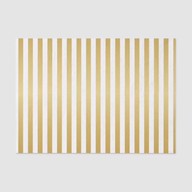 Shimmery Gold and White Stripes Tissue Paper (Front)