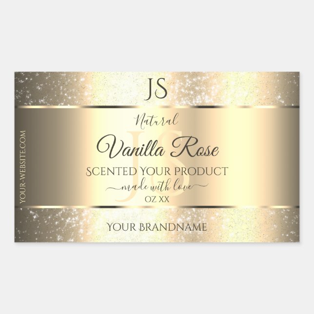 Shimmery Gold Soft Glitter Initials Product Labels (Front)