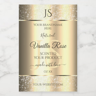 Shimmery Gold Soft Glitter Initials Product Labels