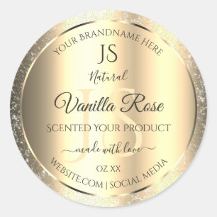 Shimmery Gold Soft Glitter Initials Product Labels