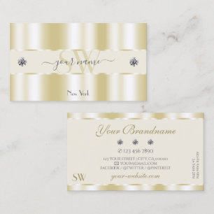 Shimmery Gold Sparkle Diamonds Monogram Luxurious Business Card