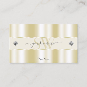 Shimmery Gold Sparkle Diamonds Monogram Luxurious Business Card