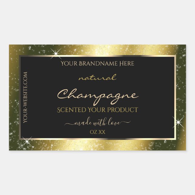 Shimmery Gold Sparkle Glitter Frame Product Label (Front)