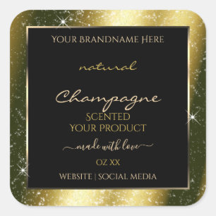 Shimmery Gold Sparkle Glitter Frame Product Label