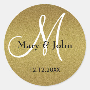 Shimmery Gold Wedding Monogram Seals