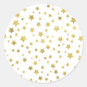Shimmery Goldstars Golden Star Pattern Classic Round Sticker