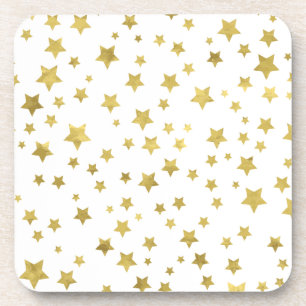 Shimmery Goldstars Golden Star Pattern Coaster