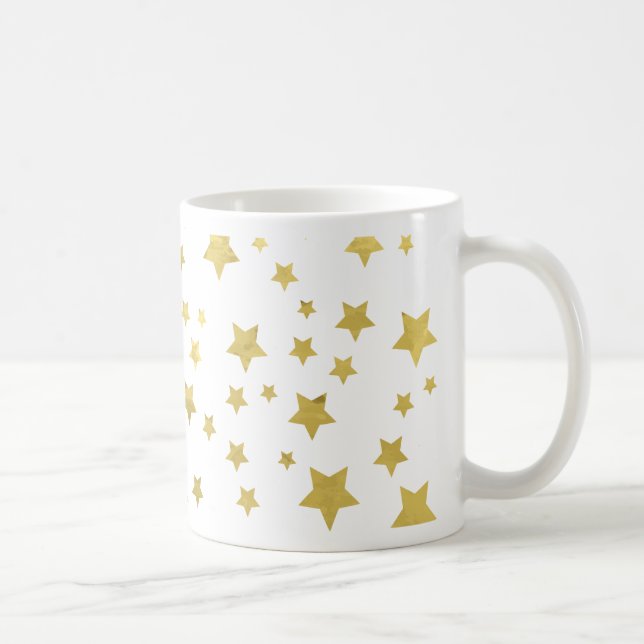 Shimmery Goldstars Golden Star Pattern Coffee Mug (Right)