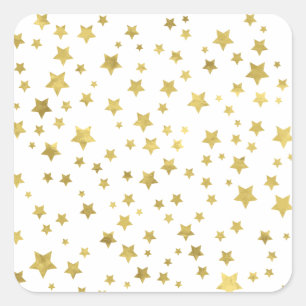 Shimmery Goldstars Golden Star Pattern Square Sticker