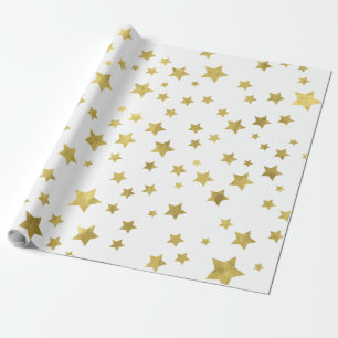 Shimmery Goldstars Golden Star Pattern Wrapping Paper