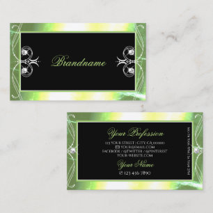 Shimmery Green Black Sparkling Diamonds Ornamental Business Card