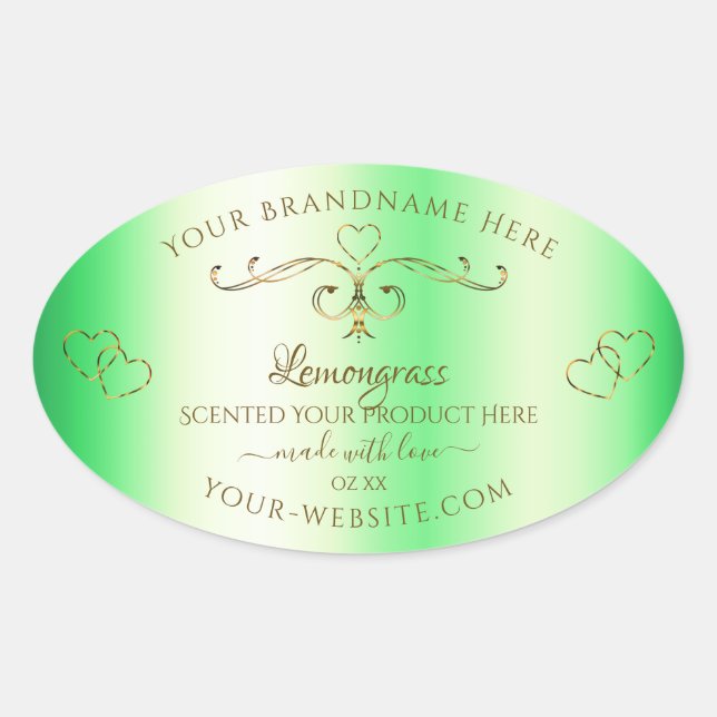 Shimmery Green Gold Ornate Ornaments Product Label (Front)