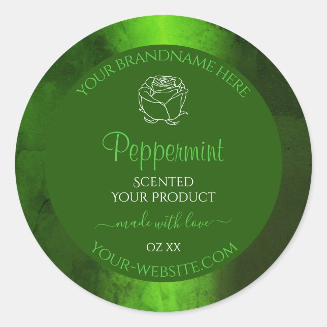 Shimmery Green Marble Floral Modern Product Labels (Front)