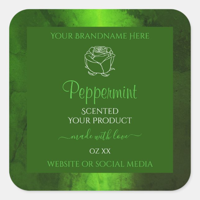 Shimmery Green Marble Floral Modern Product Labels (Front)