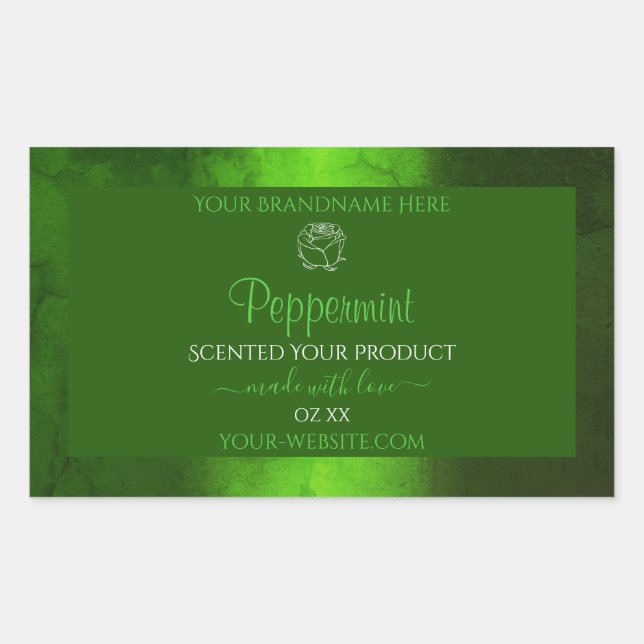 Shimmery Green Marble Floral Modern Product Labels (Front)