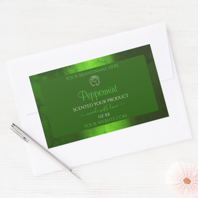 Shimmery Green Marble Floral Modern Product Labels (Envelope)