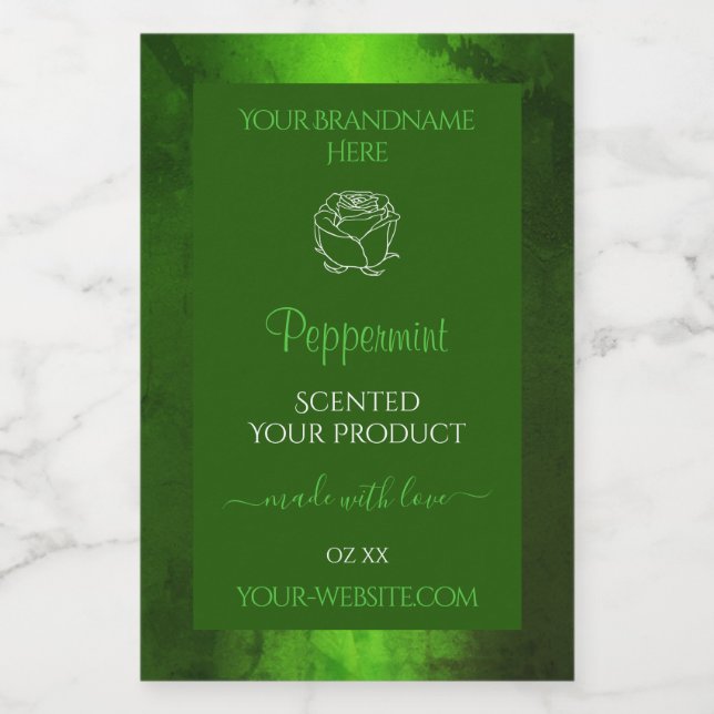 Shimmery Green Marble Floral Modern Product Labels (Single Label)